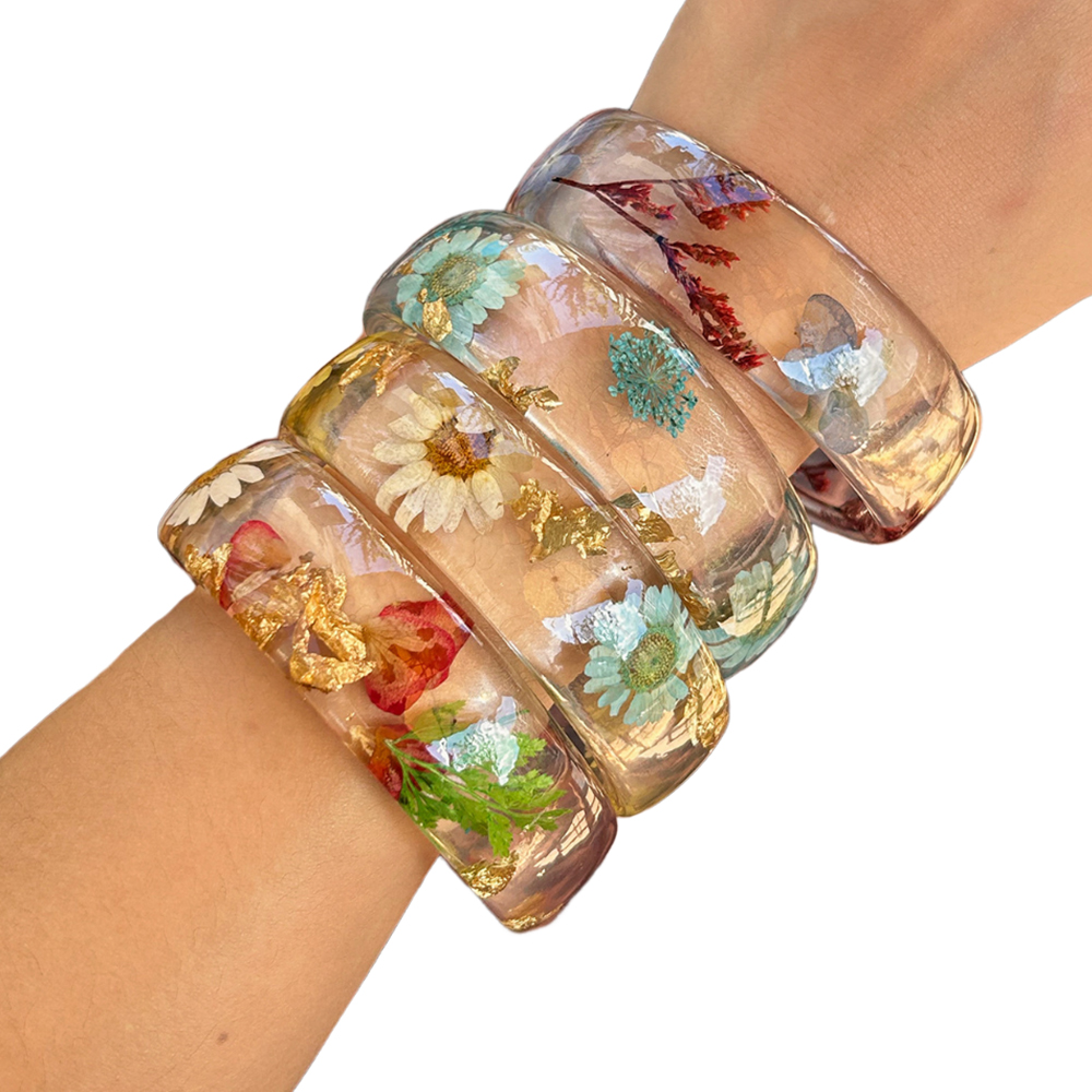 Dried Flower Bulk - Vintage flor folha transparente acrílico pulseira