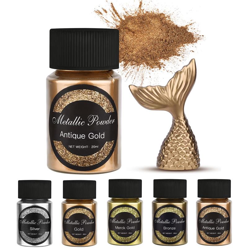 Resin Pigment Set - 20 ml shimmer metálico ouro prata